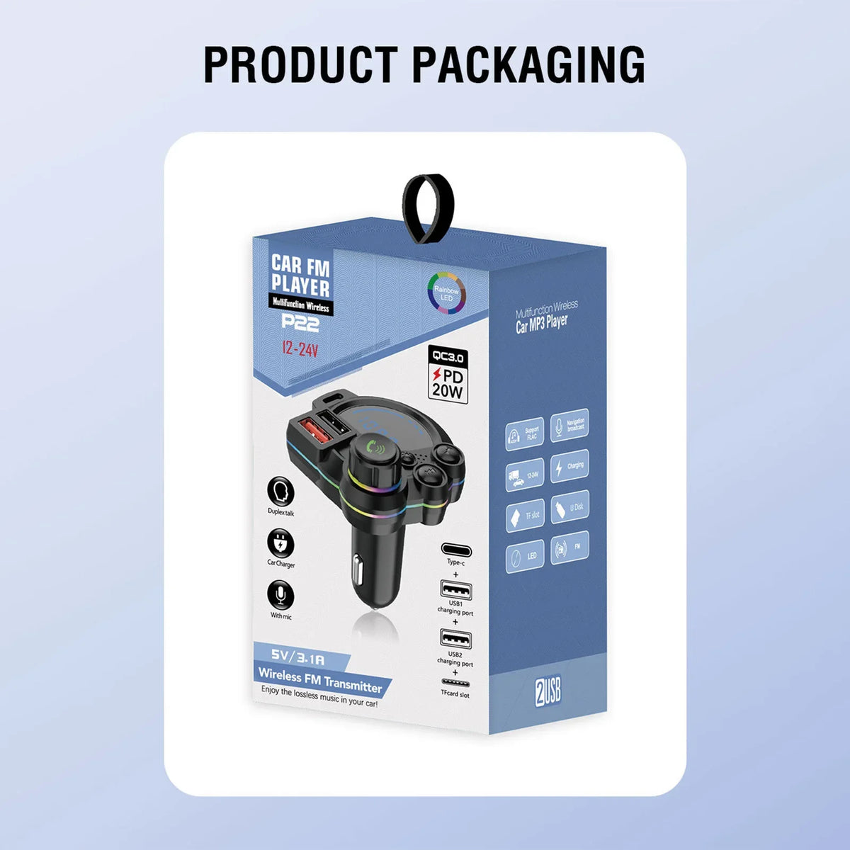 Bluetooth Car Charger FM Transmitter – Wireless Hands-Free MP3 Player & Dual USB Fast Charger