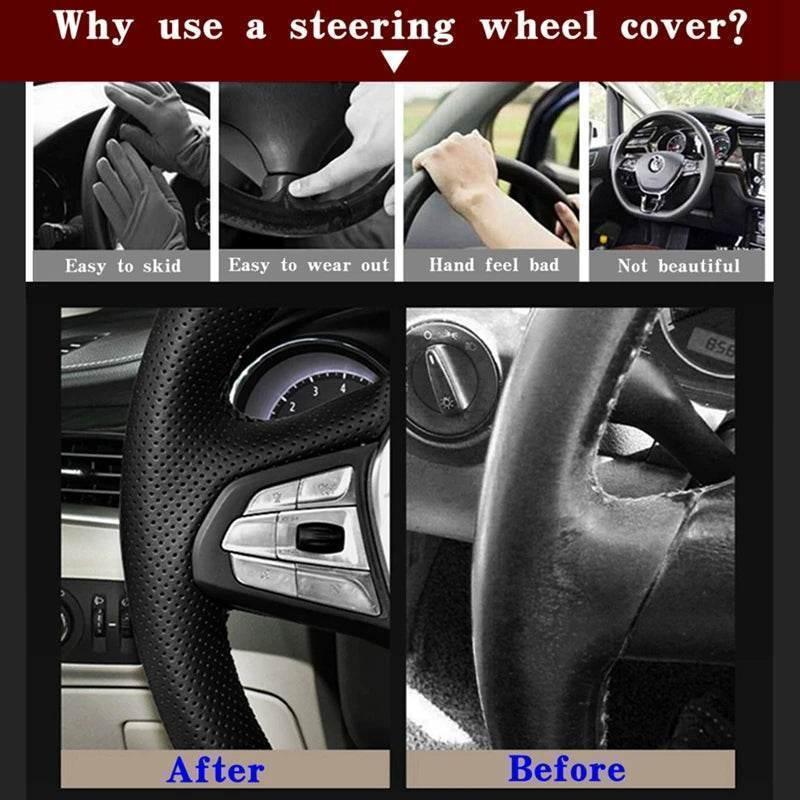 Mazda DIY Black Faux Leather Steering Wheel Cover