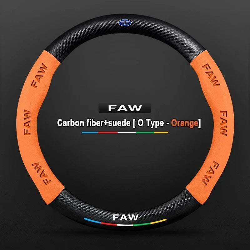 FAW Besturn Carbon Fiber Suede Steering Wheel Cover