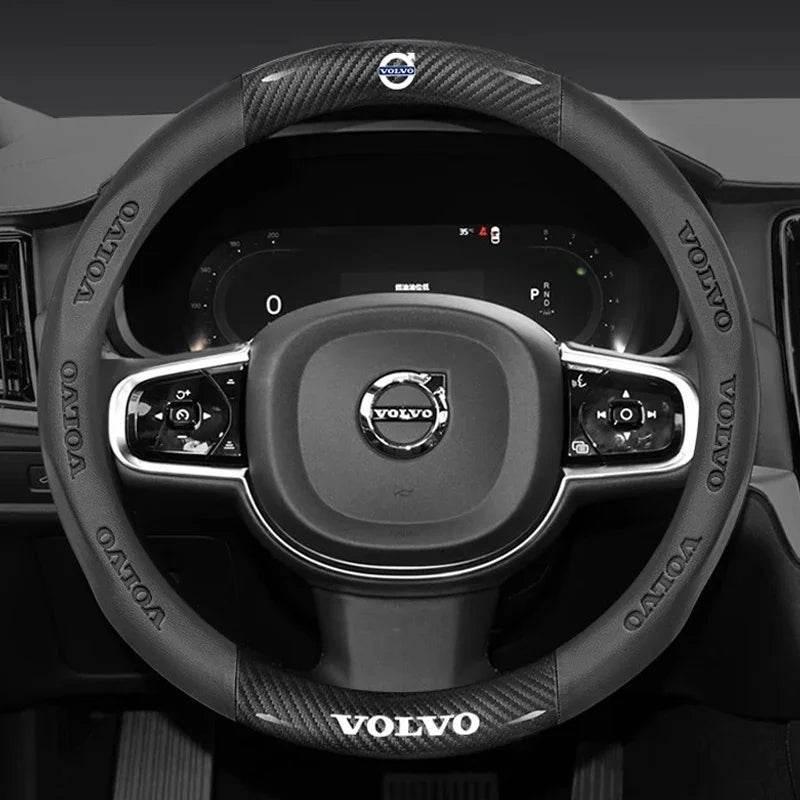 Volvo Carbon Fiber Leather Steering Wheel Cover
