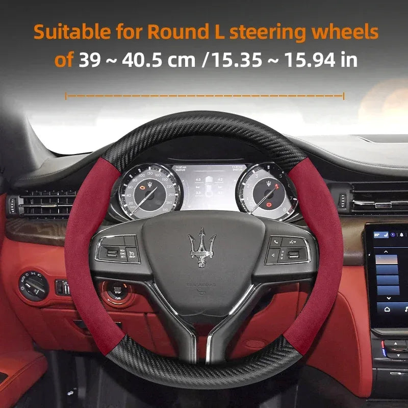Maserati Suede Carbon Fiber Leather Steering Wheel Cover