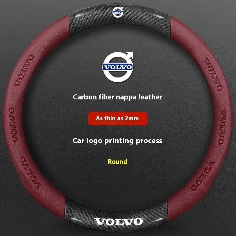 Volvo Carbon Fiber Leather Steering Wheel Cover