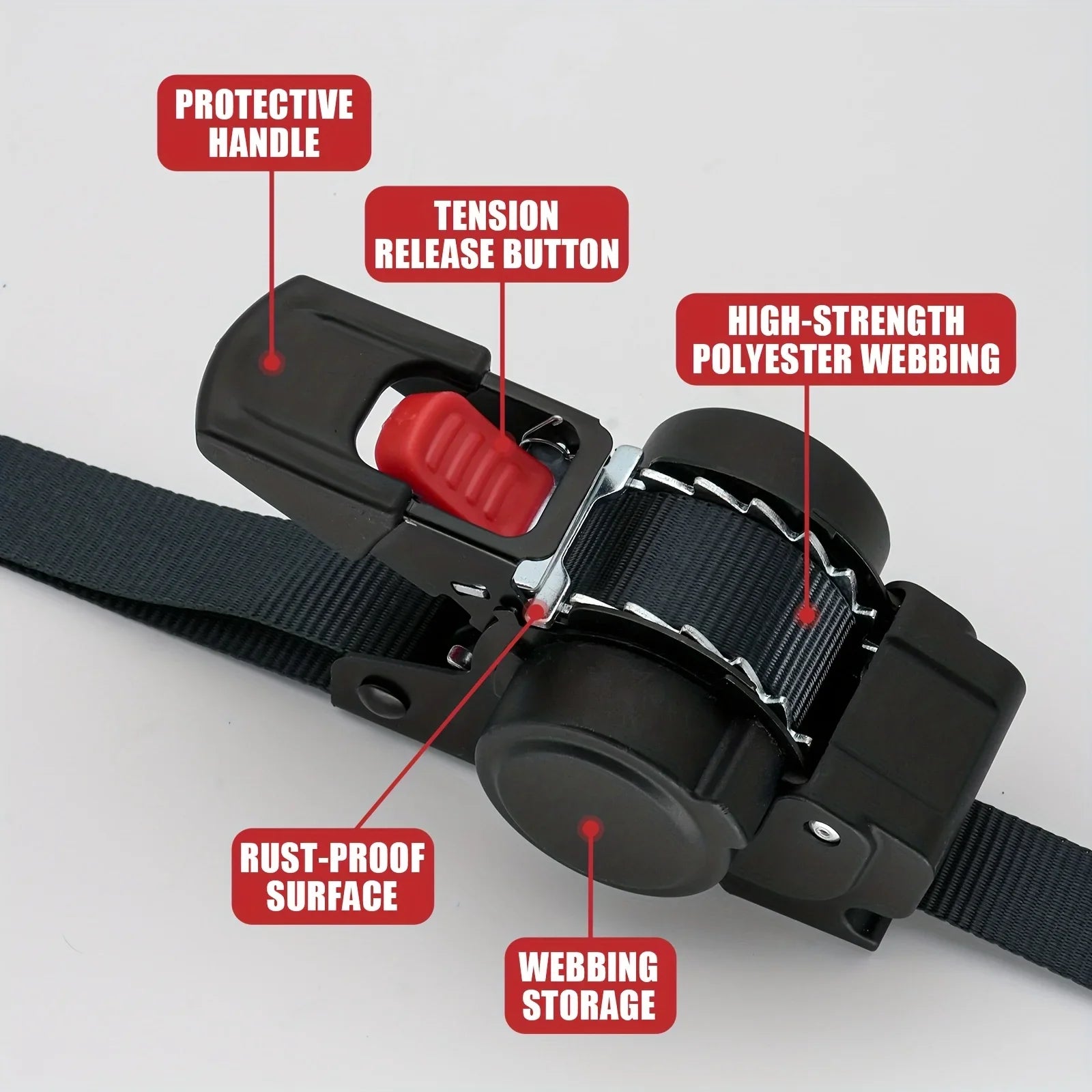 Automatic Retractable Ratchet Tie-Down Strap – Self-Tensioning Cargo & Luggage Securing Belt