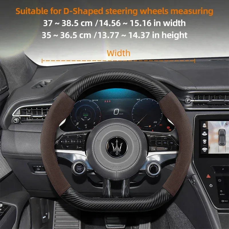 Maserati Suede Carbon Fiber Leather Steering Wheel Cover