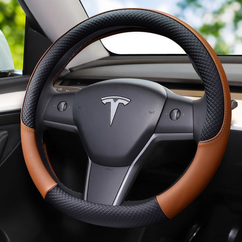 Tesla Model 3 Leather Steering Wheel Cover
