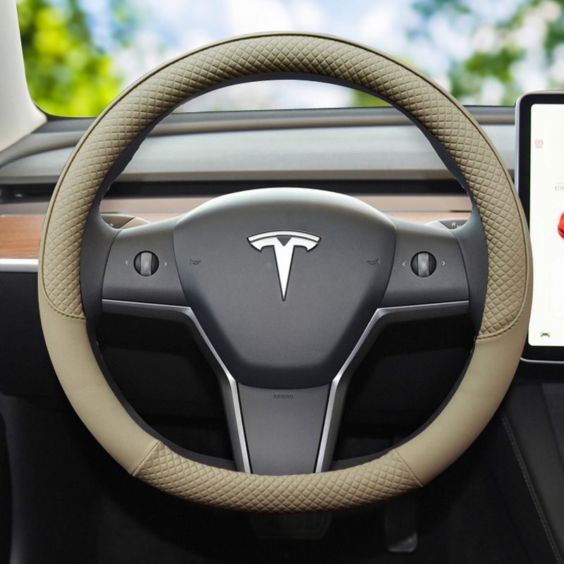 Tesla Model 3 Leather Steering Wheel Cover