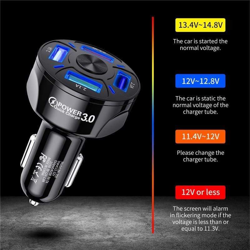 4 Port USB Fast Charging 45W Car Charger