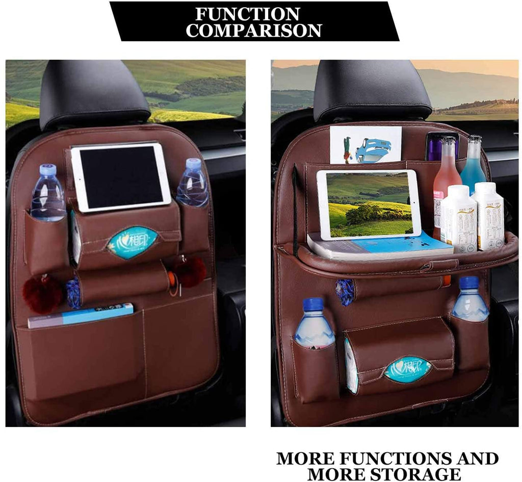Car Back Seat Organizer Storage Bag with Foldable Table