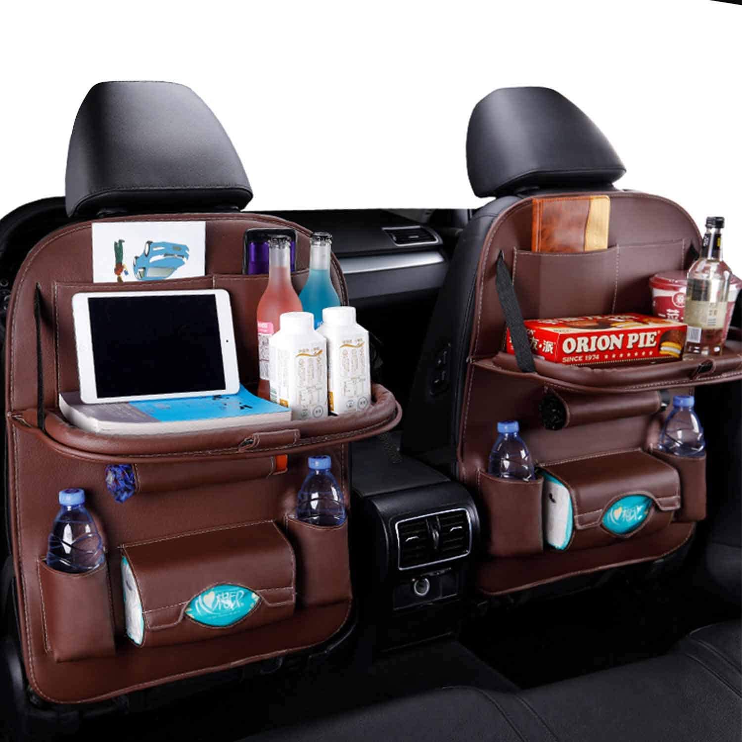 Car Back Seat Organizer Storage Bag with Foldable Table