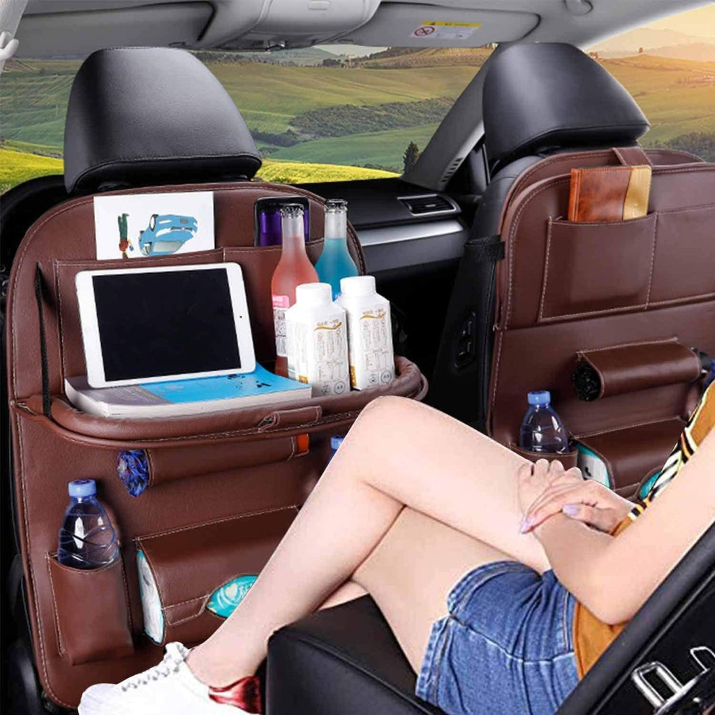Car Back Seat Organizer Storage Bag with Foldable Table