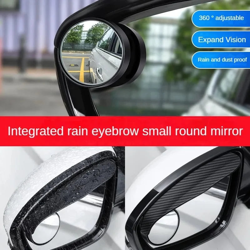 Car Side-View Mirror Rain Visor with Blind Spot Mirror