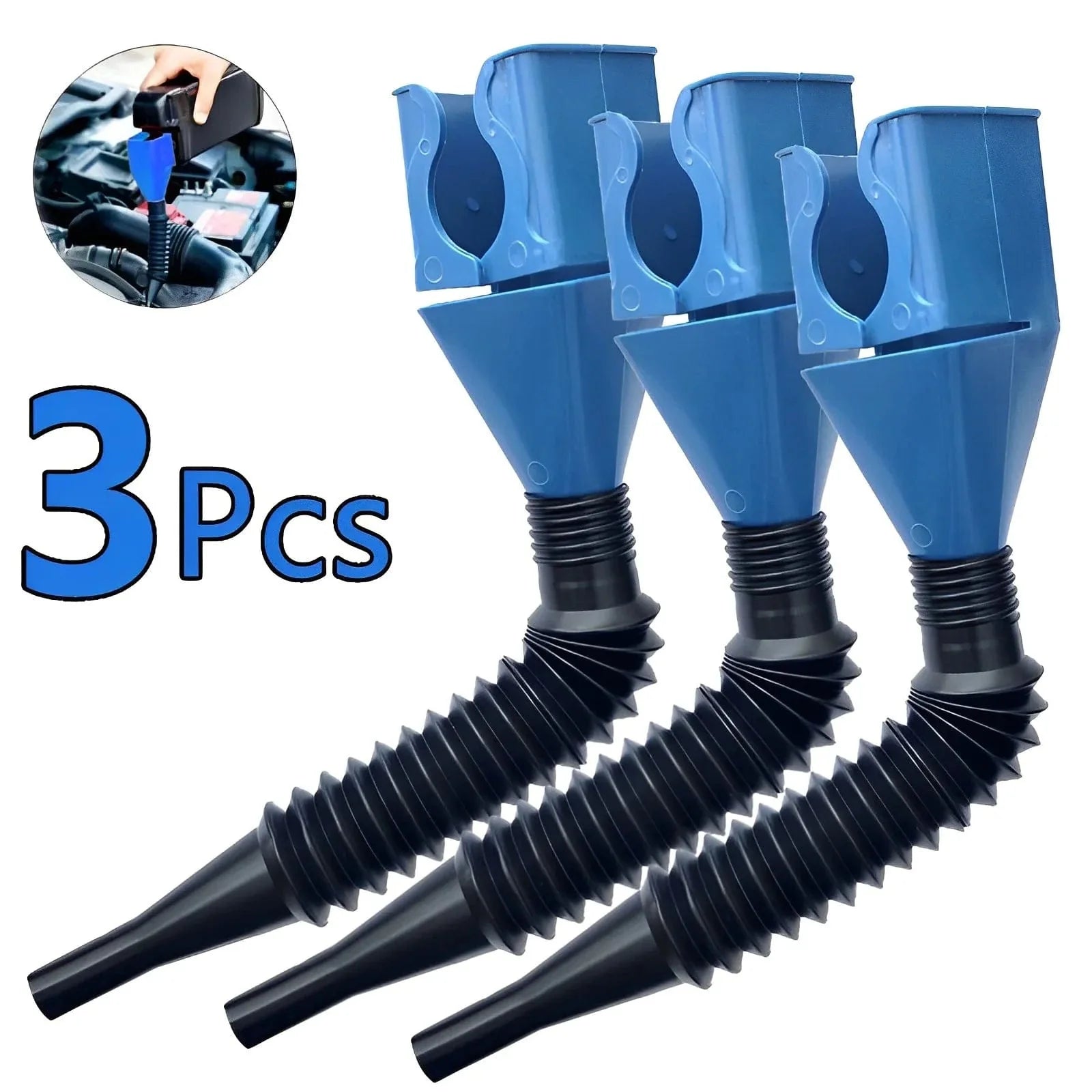 Auto Oil Fuel Funnel with Retractable Flexible Tube for Cars, Motorcycles