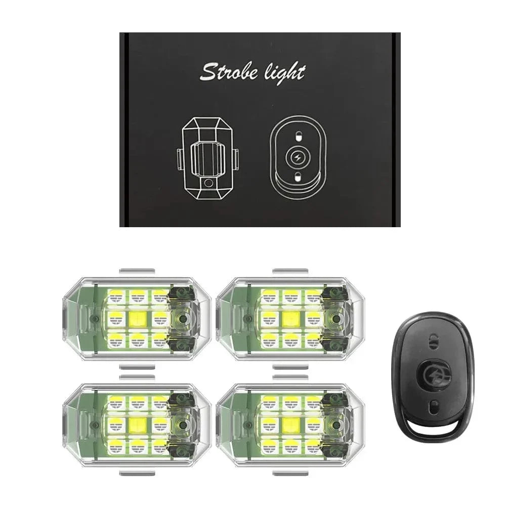 LED Anti-Collision Lights with Remote Control, USB Rechargeable Flashing Lights, Wireless LED Strobe Lights for Car, Motorcycle, Bike, Scooter, Drone, Emergency Warning Signal Lights