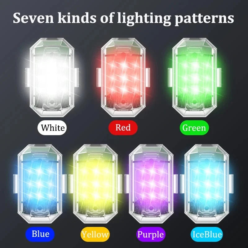LED Anti-Collision Lights with Remote Control, USB Rechargeable Flashing Lights, Wireless LED Strobe Lights for Car, Motorcycle, Bike, Scooter, Drone, Emergency Warning Signal Lights
