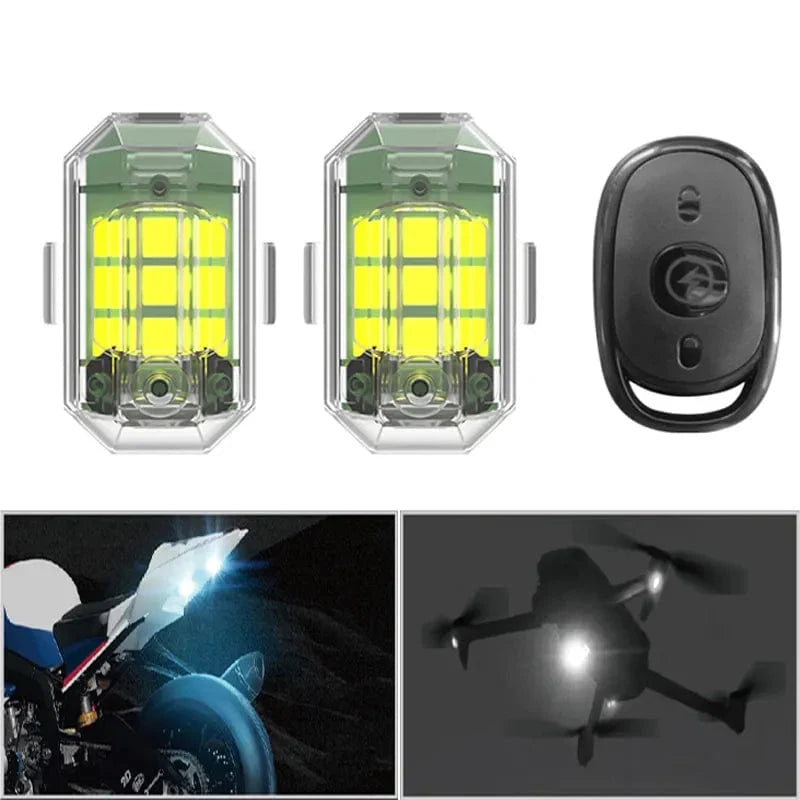 LED Anti-Collision Lights with Remote Control, USB Rechargeable Flashing Lights, Wireless LED Strobe Lights for Car, Motorcycle, Bike, Scooter, Drone, Emergency Warning Signal Lights