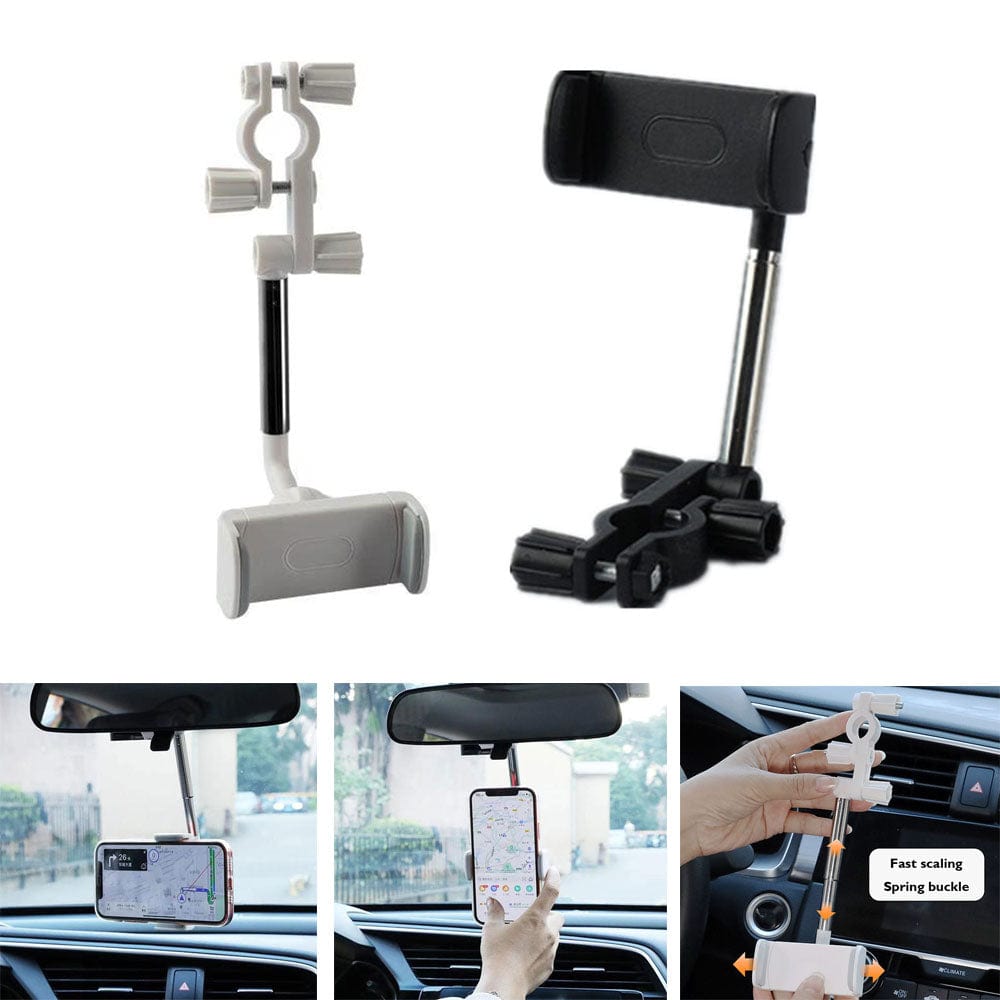 Telescopic 360° Rotation Phone & GPS Rearview Mirror Holder