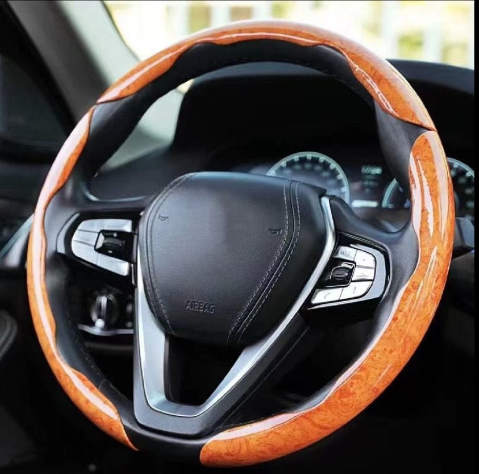 Mahogany Wood Grain Steering Wheel Cover, Anti-Slip Universal fit for Car, Truck, SUV, Jeep